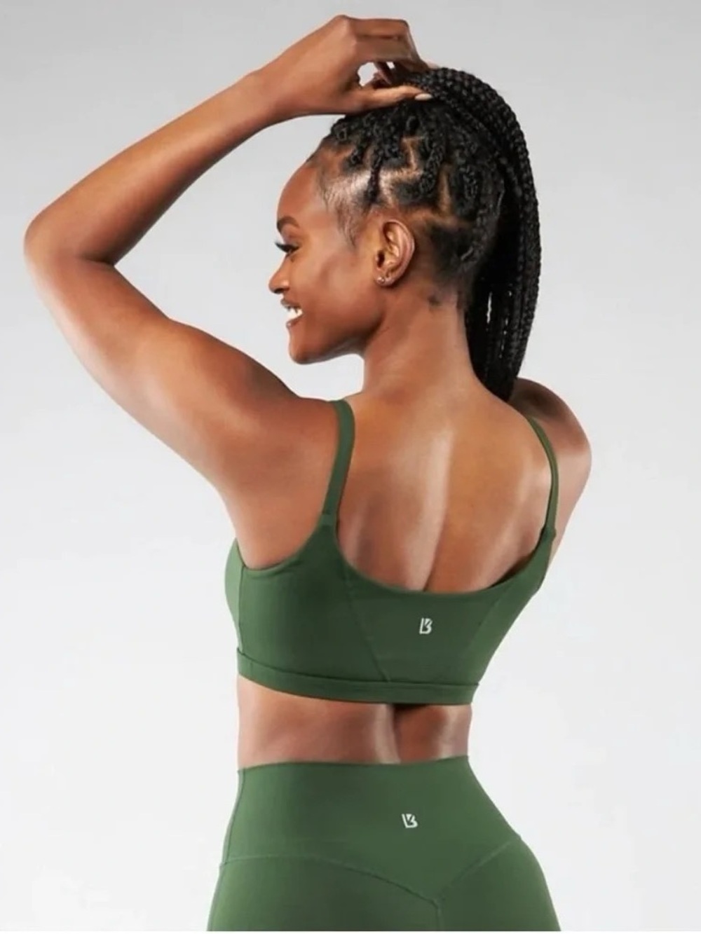 BuffBunny Olive Green Adjustable-Strap Sports Bra